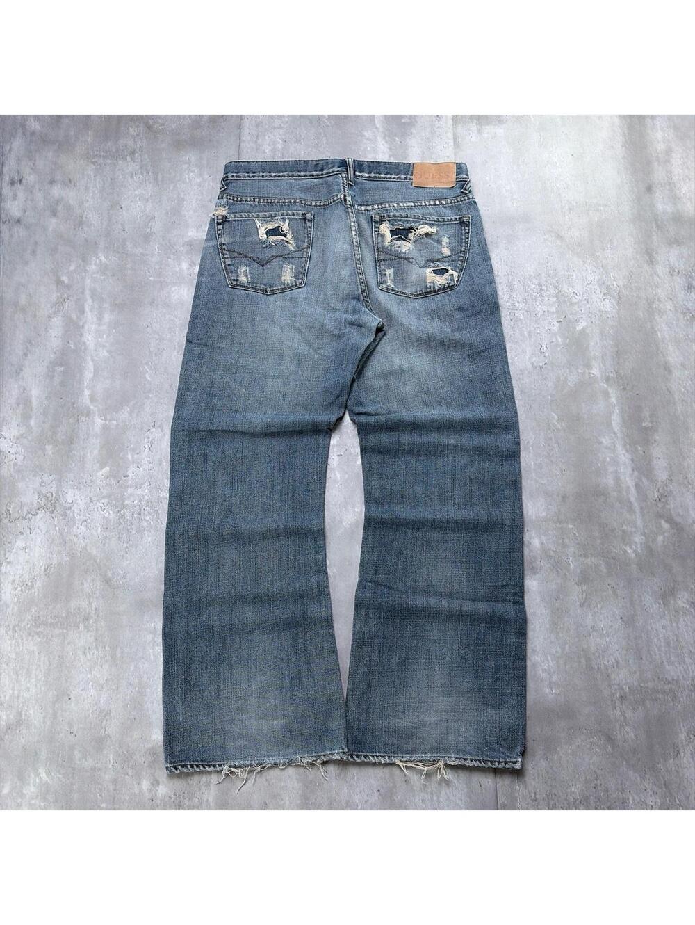 Y2K Light Wash Guess USA Grunge Bootcut Distressed Denim Jeans